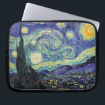 Vans Gogh Starry natt Laptop Sleeve<br><div class="desc">Vans Gogh mästerverk: Starry natt.
Den Starry natten är en olja på kanfas av den holländska post impressionistmålare Vincent Van Gogh. Målat i Juni 1889,  visar den beskåda från detfasadbeklädnad fönstret av hans asylrum på Sanktt-Rémy-de-Provence,  precis för soluppgång,  med tillägget av en idealized by.</div>