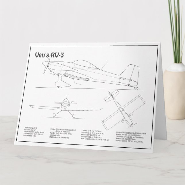 Van's RV-3 - Flygplansritningar BD Tack Kort (Framsida)
