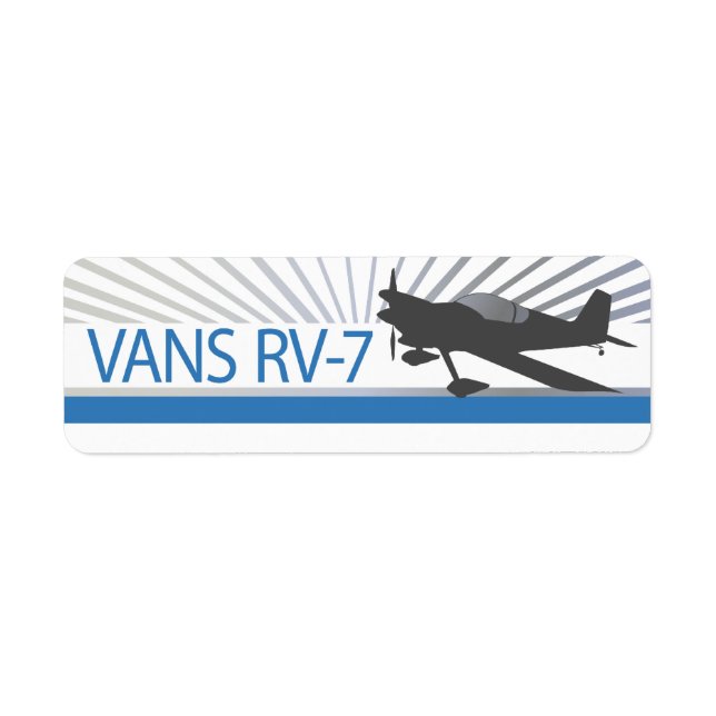 Vans RV-7-flygplan Returadress Etikett (Framsidan)