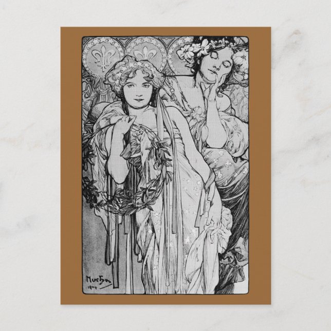 Vänskap ~ Alphone Mucha ~ 1904 Vykort (Framsida)