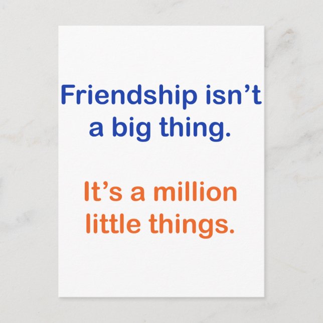 Vänskap är inte ett stort sak. vykort (Framsida)