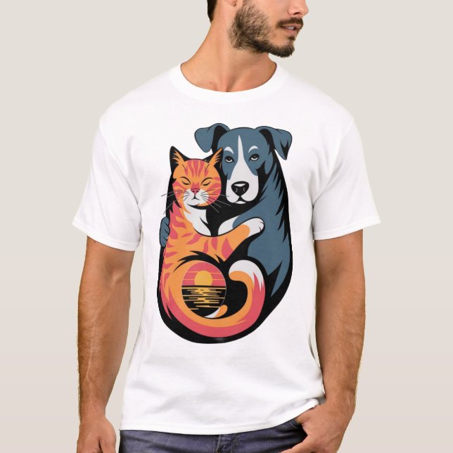 Vänskap av Hundar och katter T Shirt (Framsida)