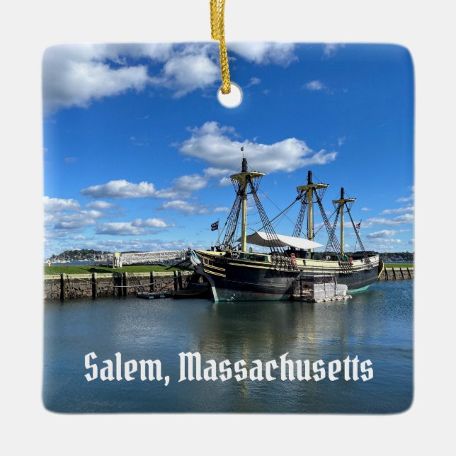 Vänskap av Salem frakt i Salem Massachusetts Julgransprydnad Keramik (Framsida)