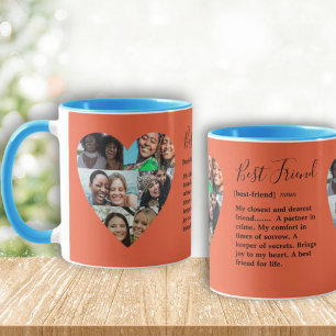 Vänskap Bestie Photo Heart Collage Colorful Mugg