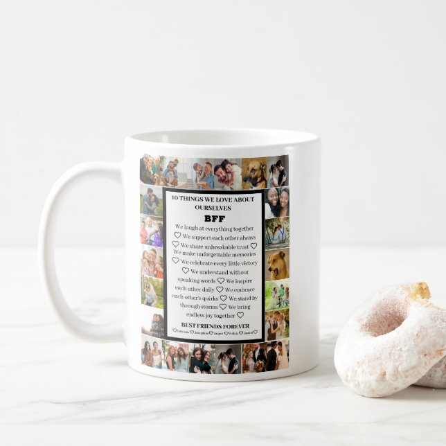 Vänskap | BFF 22 Fotokollage Kaffemugg (Med munk)