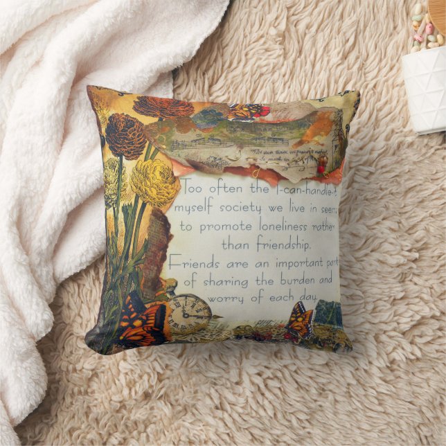 Vänskap Blandat medieflöde Butterflies Collage Kudde (Filt)