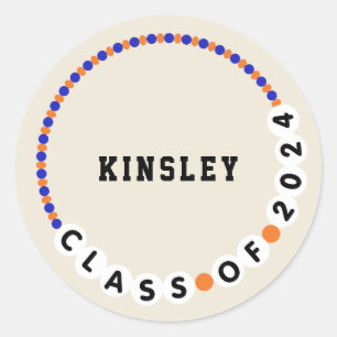 Vänskap Bracelet 2024 Studenten Blue + Orange Runt Klistermärke