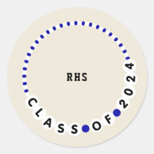 Vänskap Bracelet 2024 Studenten Blue + White Runt Klistermärke