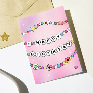 Vänskap Bracelet Birthday Card Inbjudan