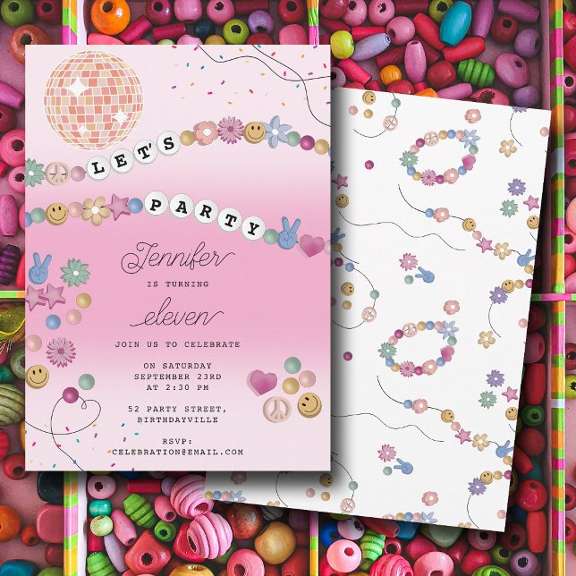 Vänskap Bracelet Girl Jewelry Födelsedagsfest Inbjudningar (Friendship Bracelet Girl Jewelry Birthday Party Invitation)