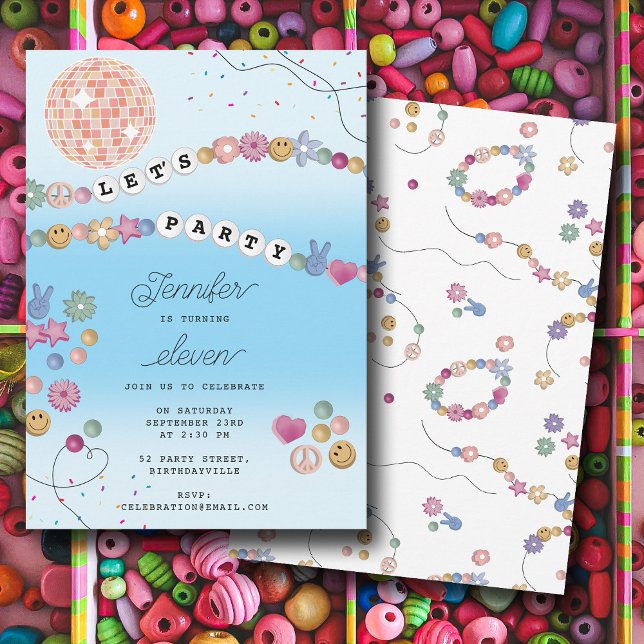Vänskap Bracelet Girl Jewelry Födelsedagsfest Inbjudningar (Friendship Bracelet Girl Jewelry Birthday Party Invitation)