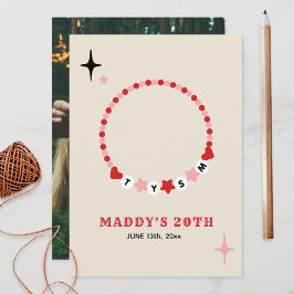 Vänskap Bracelet Red Rosa Tack Birthday Kort