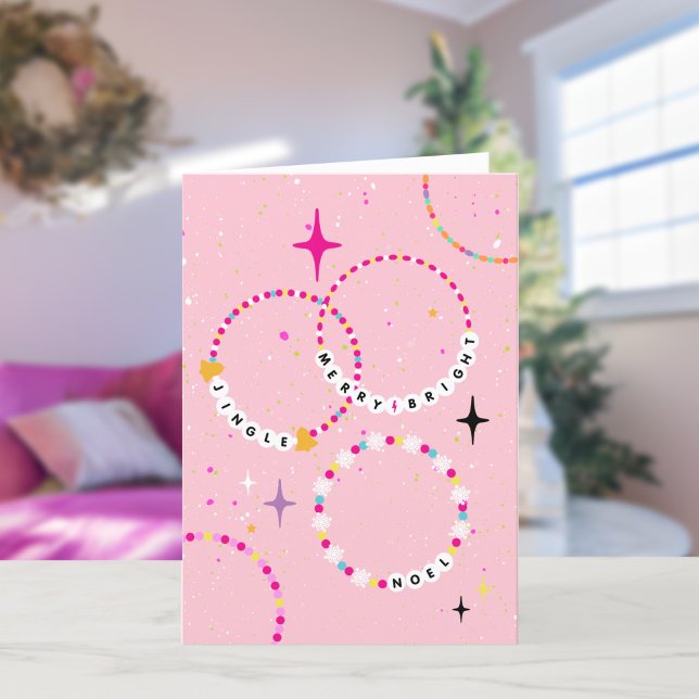 Vänskap Bracelets Rosa jul Party Helgkort (Skapare uppladdad)