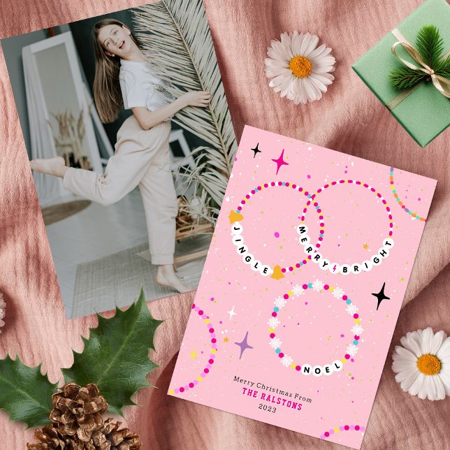 Vänskap Bracelets Rosa Julfoto Inbjudningar (Skapare uppladdad)