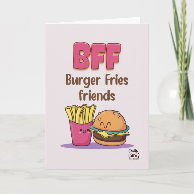 Vänskap - Burger Fries Vänner Kort (Framsida)