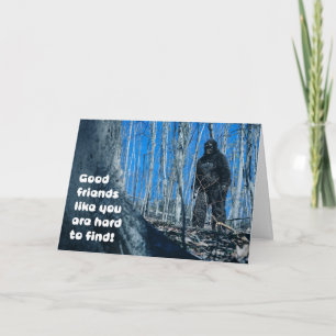 Vänskap för alla Bigfoot i skogen humor Helgkort