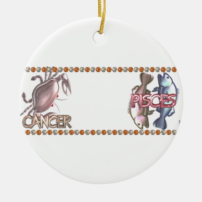 Vänskap för astrologi för cancerPisces zodiac Julgransprydnad Keramik (Framsidan)