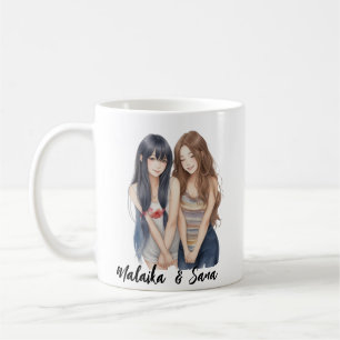 Vänskap för BFF-Besties i Cute Tecknad stil Kaffemugg