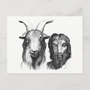 Vänskap för Vintage Tecknad Man Goat Likeness Vykort