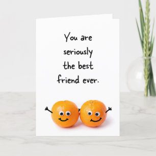 Vänskap Funny Två Orangar Googly Ögon Humor Helgkort