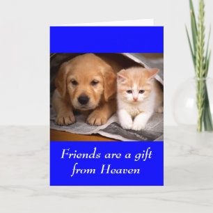 Vänskap Golden Retriever Puppy & Kitten Card Kort