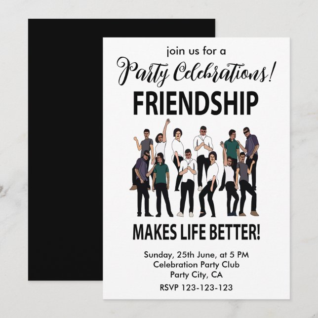 Vänskap gör livet bättre Vänskap fest Inbjudningar (Fram/baksida)