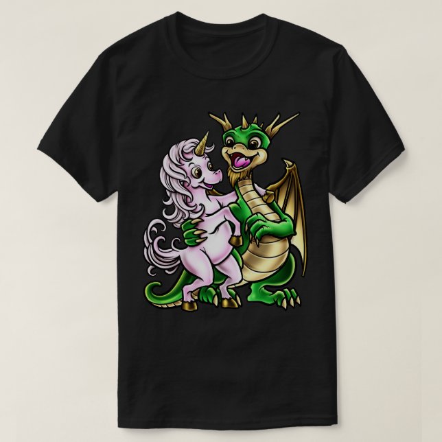 Vänskap i draken och Unicorn T Shirt (Design framsida)
