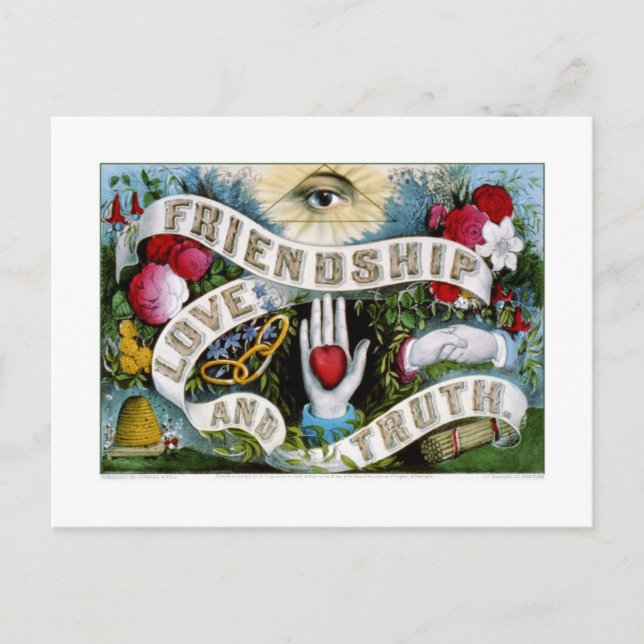 Vänskap, kärlek och sanning (1874) vykort (Framsida)
