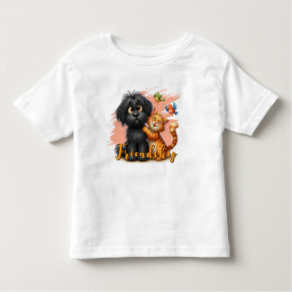 Vänskap Katt och Hund med Personlig Namn T Shirt