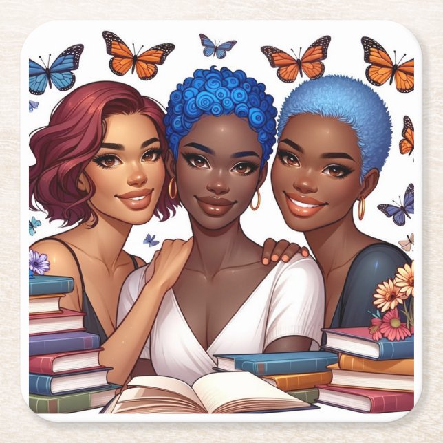 Vänskap och Ord Underlägg Papper Kvadrat (Framsidan)