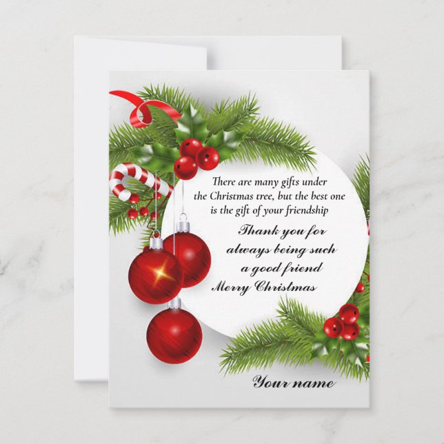 "Vänskap" Platt Högtidligt Grattulationskort Julkort (Framsida)