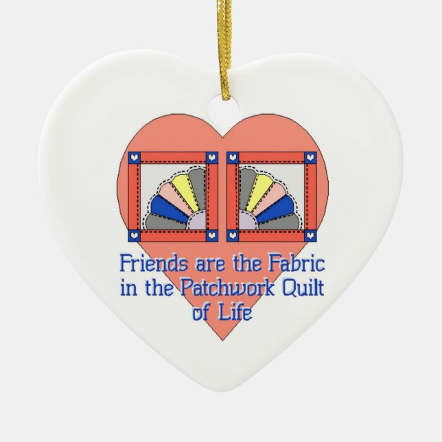 Vänskap Quilt Julgransprydnad Keramik (Framsidan)