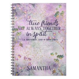 Vänskap Quote Glam Chic Blommigt Friend Gift Namn Anteckningsbok