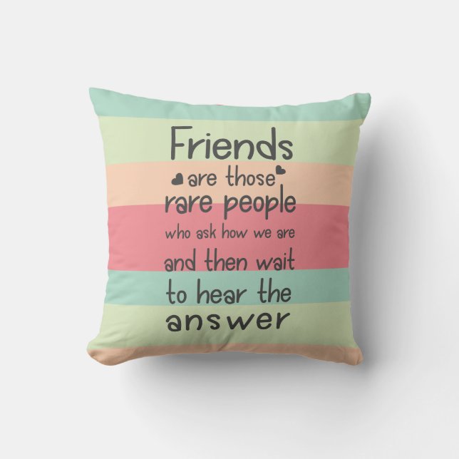 Vänskap Quote Rand Pastel Cute Friends, sällsynt  Kudde (Framsida)