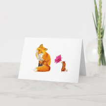 Vänskap Red Fox och Mouse Greeting Card