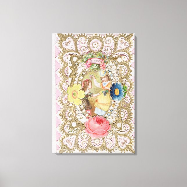 Vänskap, Valentinkort, c.1870 (färg litho o o Canvastryck (Framsida)