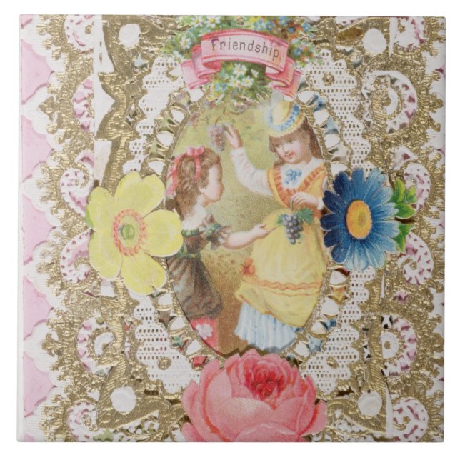 Vänskap, Valentinkort, c.1870 (färg litho o o Kakelplatta (Framsidan)