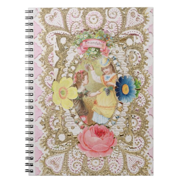 Vänskap valentinkort, c.1870 (färglithonolla anteckningsbok (Framsidan)