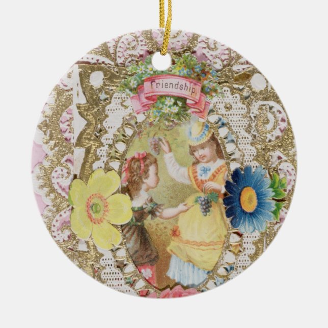 Vänskap valentinkort, c.1870 (färglithonolla julgransprydnad keramik (Framsidan)
