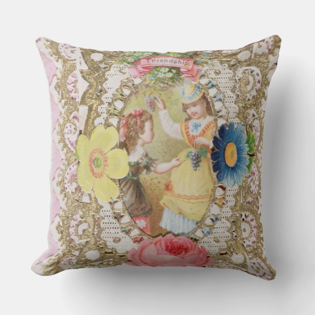 Vänskap valentinkort, c.1870 (färglithonolla kudde (Framsida)