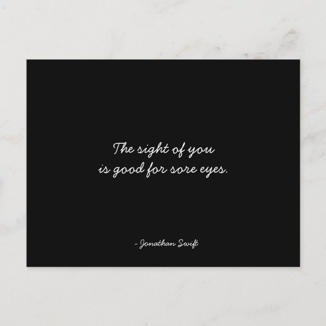 Vänskap vykort citera Jonathan Swift - Black (Framsida)