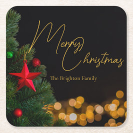 Vänskapare Guld Ljus Modern God jul Party Underlägg Papper Kvadrat
