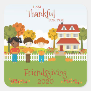 VänskaparThanksgiving - översikt Fyrkantigt Klistermärke