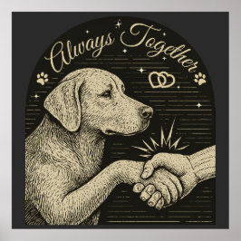 Vänskapen Alltid tillsammans med Vintagens Hund Poster