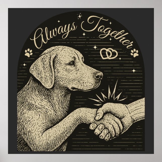 Vänskapen Alltid tillsammans med Vintagens Hund Poster (Framsidan)