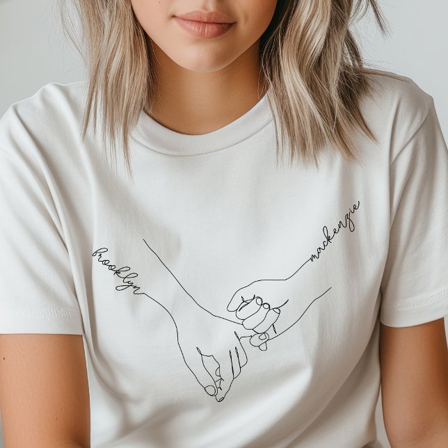 Vänskapen Anpassat namn för Händer Besties T Shirt (Skapare uppladdad)