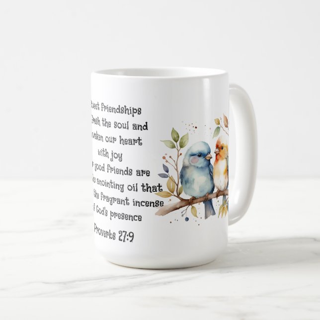 Vänskapen Citat för Cute Friend Birds Proverbs Kaffemugg (Framsida höger)