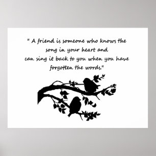 Vänskapen Friend Quote med två söta vänner Bird Poster