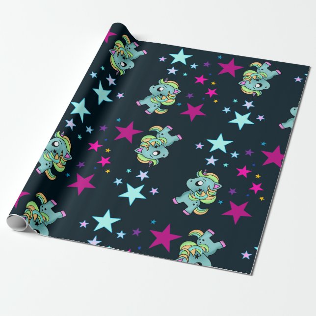 Vänskapen Star Cosmic Unicorn Universe Magic Presentpapper (Utrullad)