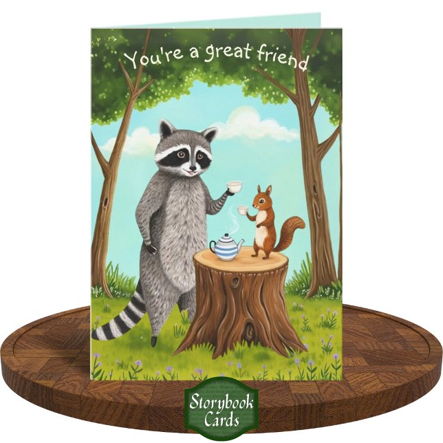 Vänskapen Tea Time Raccoon och Squirrel Forest Kort (Skapare uppladdad)